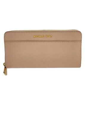 Michael Kors Blush Saffiano Zip Wallet with Gold Logo